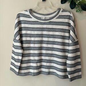 LOFT Black and White Striped Top